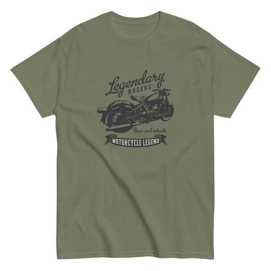 Motorcycle Vintage T-shirt Biker T-shirts Kenshi Crew Military Green S 