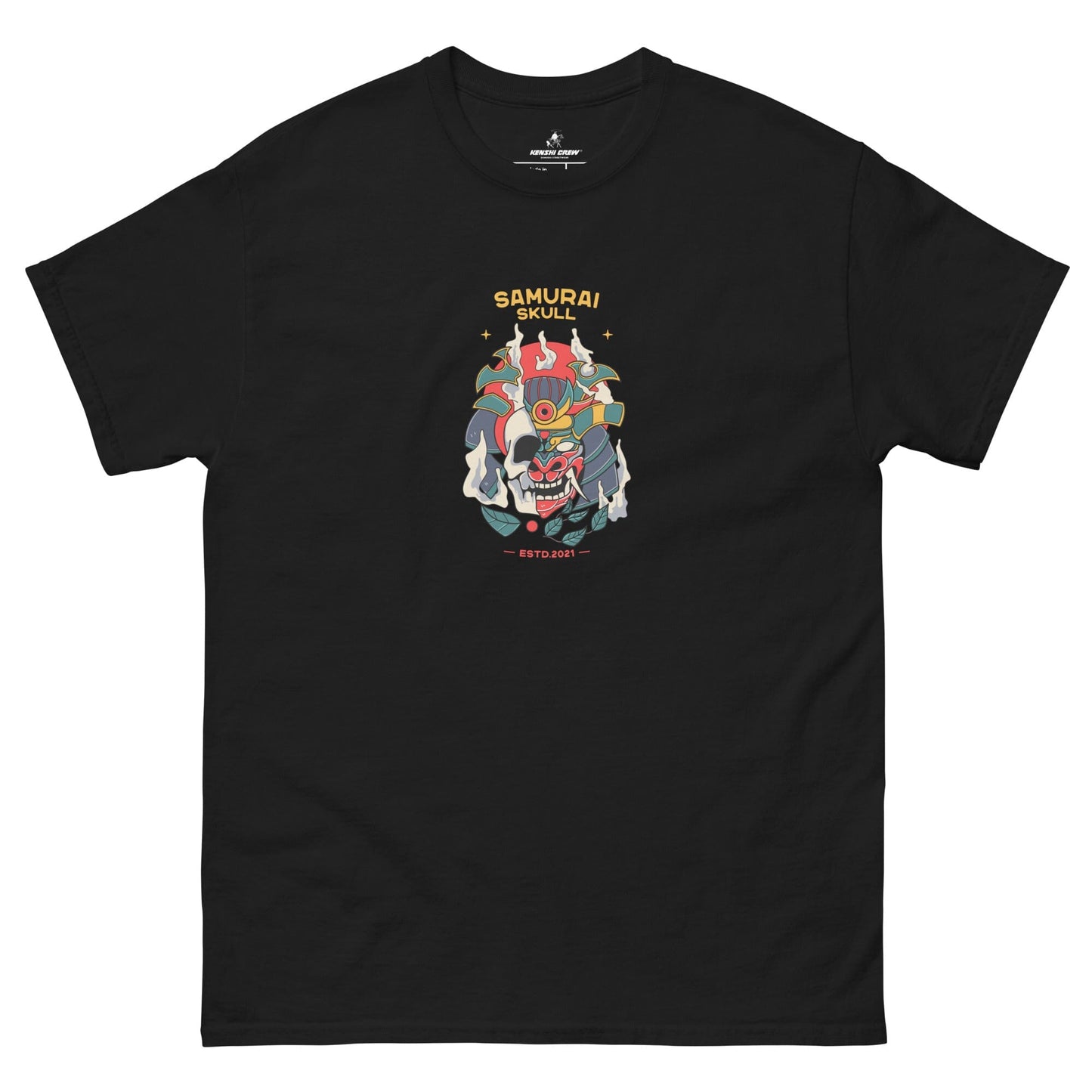 Skull Samurai T-shirt Japanese T-shirts Kenshi Crew Black S 