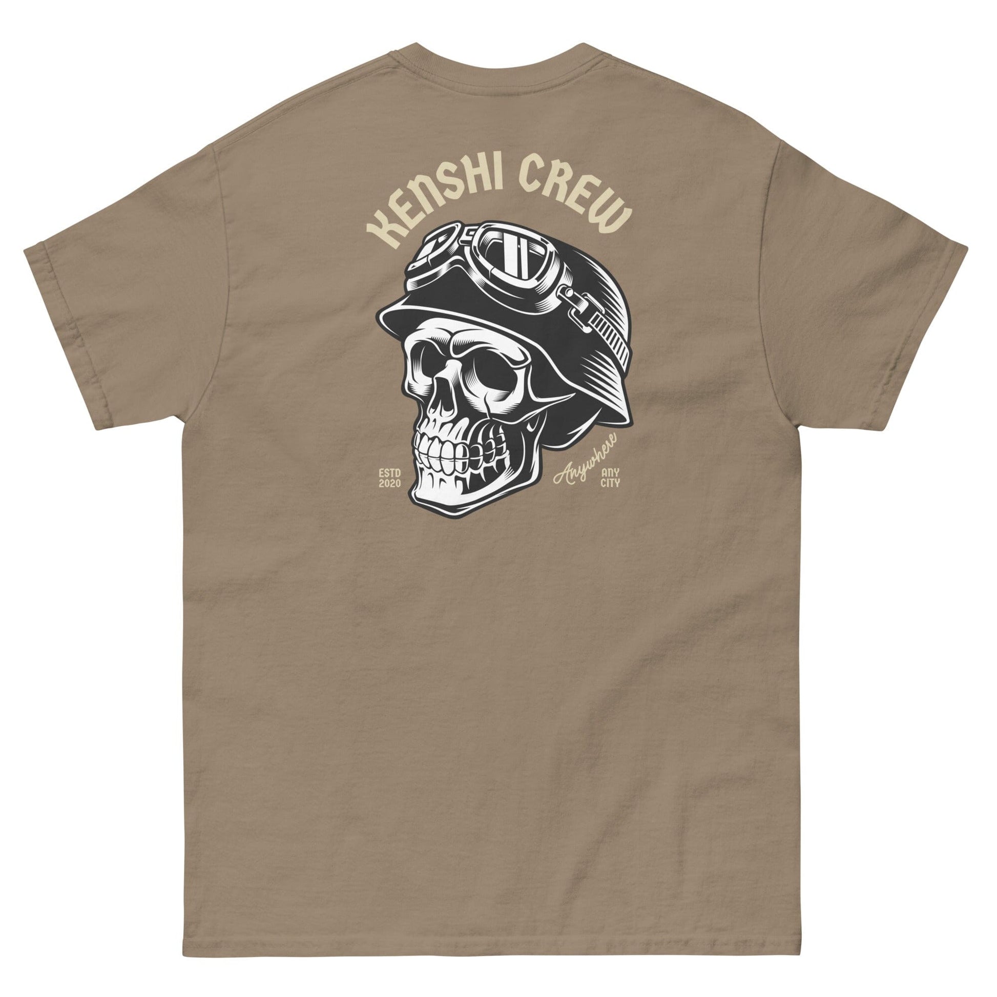 Vintage Skull Biker T-shirt Biker T-shirts Kenshi Crew Brown Savana S 