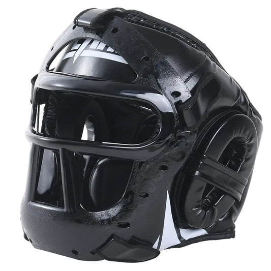Black Sparring Headgear with Face Shield Sparring Boxing Headgear Kenshi Crew black with mask M CN