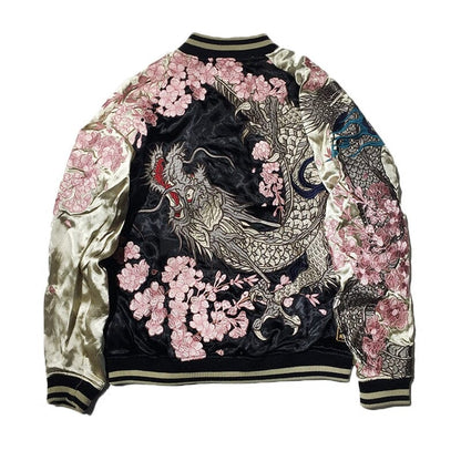 Dragon Sakura Embroidery Sukajan Jacket Kenshi Crew 