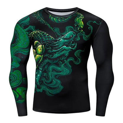 Green Turtle x Snake Long Sleeve Compression Shirt BJJ Rash Guard BJJ Rash Guards Kenshi Crew GCJ10 Asia S No | China
