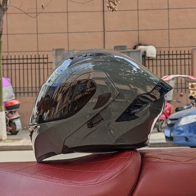 Grey Ninja Full Face DOT Motorcycle Helmet Full Face Motorcycle Helmets Kenshi Crew Sun Protection Lens S 