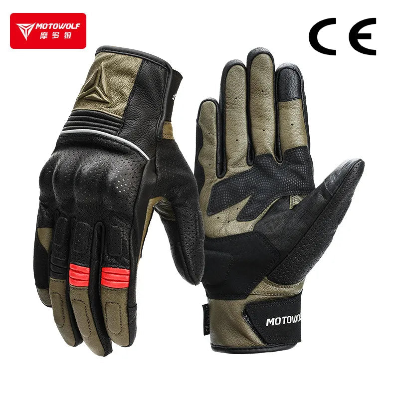 Leather Techwear Retro Motorcycle Gloves for Men Motorcycle Gloves for Men Kenshi Crew 