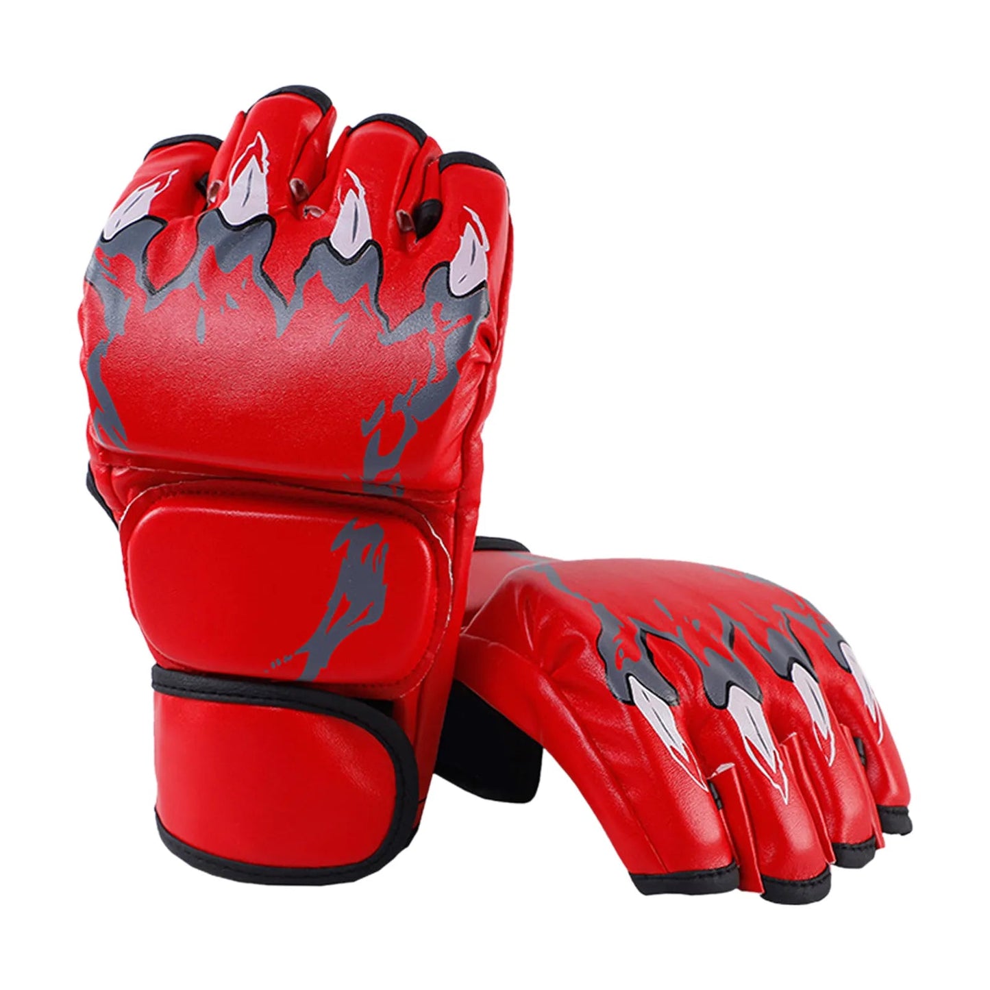 Tiger Claws Red PU Leather MMA Gloves Kenshi Crew One Size 